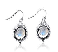Boucles d'oreilles en pierre de lune naturelle 7x7mm Round pour femmes Vintage 925 Boucles d'oreilles de mariage Cadeaux de bijoux de mode fabriqués en Chine