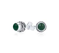 Boucles D'Oreilles En Pierre De Malachite Verte De Bali Pour Femmes En Argent Sterling
