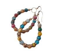 Boucles D'oreilles En Pierre De Pierre Naturelle Rétro À La Main Avec Pendentif Perlé Parfait Pour Les Usures De Tous Les Jours Et Festivals En Alliage Zinc Robuste