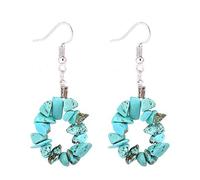 Boucles D'Oreilles En Pierre,Jolies Boucles D'Oreilles Pendantes En Perles De Gravier Turquoise Pour Femme - Boucle D'Oreille Couleur Argent Pour Un Usage Quotidien