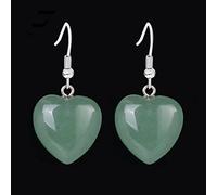 Boucles d'oreilles en Pierre Naturelle - Boucles d'oreilles Pendantes en Forme De Cœur ， Cristal De Quartz Rose Violet Aventurine Verte Améthyste Opale Turquoise Quartz Rose Dangle Femmes Fête Bi