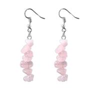 Boucles d'oreilles en pierre naturelle brute. Lapis Lazuli œil de tigre Quartz rose Chakra, Métal Zinc Fer, Amazonite