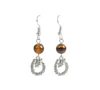 Boucles d'oreilles en pierre naturelle pour femmes - Créatif 6 mm Amethyst Round Berle Pendre de couronne creux, Fashion Fashion Fonction à la main Natural Raw Gemstone Women Party Gift UI