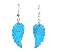 Boucles d'oreilles en Pierre - Pierre Naturelle Howlite Blanche Quartz Aile d'ange Boucles d'oreilles à Crochet pour Femmes Bijoux de fête de Mariage, Fabriqué par l'homme Turquoise, Taille Uniqu