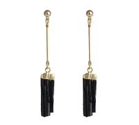 Boucles D'Oreilles En Pierre Précieuse,Tourmaline Noire Boucles D'Oreilles Pendantes Avec Longue Barre En Pierre Brute Pendentif Dangle Crochet Boucles D'Oreilles Boucles D'Oreilles En Pierres Pré