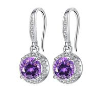 Boucles d'oreilles en pierre Quatre pierres Boucles d'oreilles rondes Moissanite féminine est connue pour son indice réfractif supérieur et ses couleurs vives. Les boucles d'oreilles avec boucles