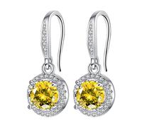 Boucles d'oreilles en pierre Quatre pierres Boucles d'oreilles rondes Moissanite féminine est connue pour son indice réfractif supérieur et ses couleurs vives. Les boucles d'oreilles avec boucles