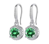 Boucles d'oreilles en pierre Quatre pierres Boucles d'oreilles rondes Moissanite féminine est connue pour son indice réfractif supérieur et ses couleurs vives. Les boucles d'oreilles avec boucles