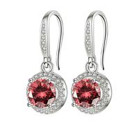 Boucles d'oreilles en pierre Quatre pierres Boucles d'oreilles rondes Moissanite féminine est connue pour son indice réfractif supérieur et ses couleurs vives. Les boucles d'oreilles avec boucles