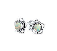 Boucles D'Oreilles En Pierre Véritable Opale De Bali Pour Femmes Ados En Argent Sterling