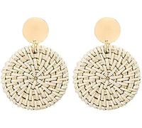 Boucles d'oreilles en rotin léger déclaration géométrique gland tissé bohème boucles d'oreilles faites à la main en osier tresse cerceau goutte boucles d'oreilles pour femmes filles