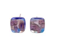 Boucles d'oreilles en verre de Murano, boucles d'oreilles à tige faites à la main, bijoux en verre de Murano, clous plaqués argent, délicates 0,8 cm/8 mm, 0.8cm, Verre, Pas de gemme