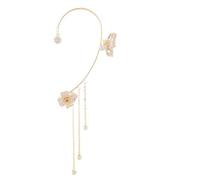Boucles d'oreilles en zircon de style papillon, zircon scintillant, pas de piercing, clip d'oreille papillon, fleurs enveloppantes, boucles d'oreilles longues manchettes, plus étincelantes, pas de