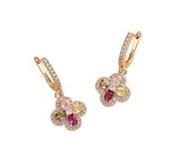 Boucles d'oreilles en zircone cubique trèfle à quatre feuilles pour femme-alliage hypoallergénique fête et bijoux de tous les jours, cadeau élégant pour elle