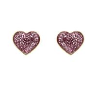 Boucles d'oreilles enfant - Brillaxis - Coeur laque rose - Or jaune 9 carats - Clou à vis
