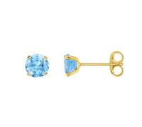 Boucles d'oreilles enfant - Clou - Or 9 Carats - Topaze Bleu