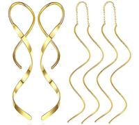 Boucles d'oreilles enfile-aiguille en spirale, hypoallergénique 18 g en acier inoxydable 316L, faites à la main, torsadées, incurvées, boucles d'oreilles minimales pour oreilles sensibles avec coffret