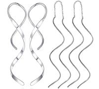 Boucles d'oreilles enfile-aiguille en spirale, hypoallergénique 18 g en acier inoxydable 316L, faites à la main, torsadées, incurvées, boucles d'oreilles minimales pour oreilles sensibles avec coffret