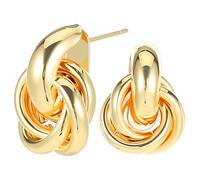 Boucles d'oreilles épaisses en or, boucles d'oreilles nœud, boucles d'oreilles dorées, boucles d'oreilles pendantes géométriques pour femme, gros nœud tendance, petit lien torsadé