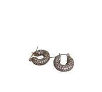 Boucles D'oreilles Épaisses En Or Pour Femme Grandes boucles d'oreilles rondes en acier inoxydable for femmes, couleur or, cercle Zircon brillant, Huggie, grosses, bijoux cadeaux(Silver-1.3CM)