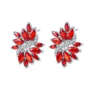 Boucles d'oreilles étalon 18K pour Femmes, Fleur avec Marquise péridot Citrine Amethyst Rose Cristal Lab