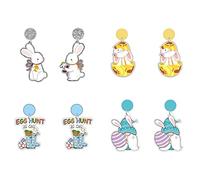 Boucles d'oreilles étalon mignonnes mignonnes de Pâques drôles Light Lightweight Acrylique Happy Easter Gnome Egg Carrot Drop Eargs Oreads Rabbit Dinosaur Boucles d'oreilles pour femmes Girls