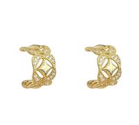 Boucles d'oreilles étoile creuse, Zircon Boucles d'oreilles, Bijoux de luxe lumière française, Bijoux de tempérament plaqué or, Accessoires d'oreille pour les Costumes rétro de la femme