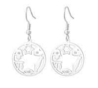 Boucles d'oreilles étoile de David Chai Main de Fatima mauvais œil Israël - Amulette de protection juive - Foi hébraïque - Kabbale - Cadeau pour femme