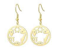 Boucles d'oreilles étoile de David Chai Main de Fatima mauvais œil Israël - Amulette de protection juive - Foi hébraïque - Kabbale - Cadeau pour femme, Moyen, Acier inoxydable, Pas de pierre précieuse