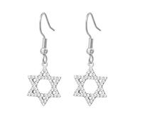 Boucles d'oreilles Étoile de David pour femmes Boucles d'oreilles Étoile juive à six branches Croix chrétienne Bijoux religieux chrétiens Cadeau de Hanoukka Israël (Argent)