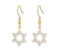 Boucles d'oreilles Étoile de David pour femmes Boucles d'oreilles Étoile juive à six branches Croix chrétienne Bijoux religieux chrétiens Cadeau de Hanoukka Israël (Or)