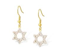 Boucles d'oreilles Étoile de David pour femmes délicat Boucles d'oreilles pendantes Étoile de David juive Pendentif hexagonal Protection Hanoukka juif Bijoux religieux Cadeaux (Or)