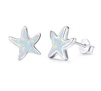 Boucles d'oreilles étoile de mer pour femmes 925 argent sterling étoile de mer opale clous boucles d'oreilles animaux hypoallergéniques plage étoile de mer bijoux cadeaux pour femmes filles