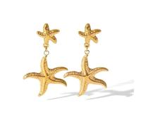 Boucles d'oreilles étoilées étoiles pour femmes pour femmes en acier inoxydable rétro de vacances plage de la mer Star étoile dangereuse de boucle d'oreille de sirène chic.