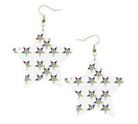 Boucles d'oreilles étoiles de l'Est pour femme, boucles d'oreilles pendantes en forme d'étoile étincelante, bijoux tendance pour soirée, One Size, Cuir