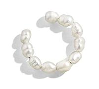 Boucles d'oreilles Européennes et Américaines Bijoux Originaux pour Perles Perles Fil de Cuivre Réglable Femme Clip D'oreille pour Femmes Filles Perle Boucles d'Oreilles Femmes Argent, taille unique