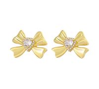 Boucles d'oreilles exquises en forme de cœur avec nœud papillon en cristal de luxe pour femme, cadeau de Saint-Valentin, taille unique, Comme décrit, Comme décrit.