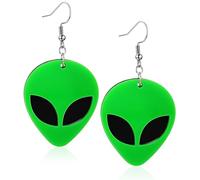 Boucles d'Oreilles Extraterrestres Femme, Boucles de Oreilles Extraterrestre en Acrylique, Bijoux Accessoires Alien Fantaisie, Accessoires de Mode Amusants pour Carnaval, Halloween (Vert)