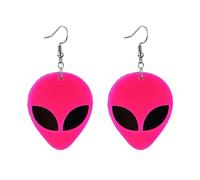 Boucles d'Oreilles Extraterrestres Femme, Boucles de Oreilles Extraterrestre en Acrylique, Bijoux Accessoires Alien Fantaisie, Accessoires de Mode Amusants pour Carnaval, Halloween (Rose)
