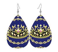 Boucles d'oreilles fantaisie en cuir avec motif diadème - Pour femme - Convient pour le quotidien, les fêtes, les rendez-vous, etc.