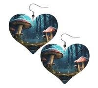 Boucles d'oreilles fantaisie en cuir champignon pour femme, boucles d'oreilles pendantes légères en forme de cœur, bijoux cadeaux