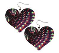 Boucles d'oreilles fantaisie en cuir pour femme en forme de cœur - Boucles d'oreilles pendantes légères - Bijoux cadeaux