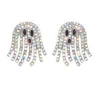 Boucles d'oreilles fantôme d'Halloween pour femme avec strass étincelants - Clous d'oreilles en cristal irisé - Accessoires de bijoux d'Halloween, Strass, Pas de gemme