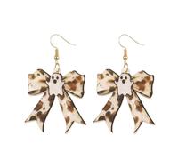 Boucles d'oreilles fantômes d'Halloween pour femme - Boucles d'oreilles pendantes - Motif léopard - Nœud effrayant - Accessoires de fête d'Halloween, L, Acrylique, Pas de gemme