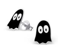 Boucles d'Oreilles Fantômes Noirs en Argent 925/1000 et Email