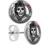 Boucles d'Oreilles Faucheuse Clous Tête de Mort 10mm puce crane skull cadeau anniversaire st valentin homme femme bijou biker motard garçon fille fête mères mamans père papa