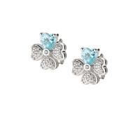 Boucles D'oreilles Femme AMEN Argent 925 Quadricœurs Aigue-Marine Code EQUSBAC