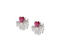 Boucles D'oreilles Femme AMEN Argent 925 Quadricœurs Rouge Code EQUSBR
