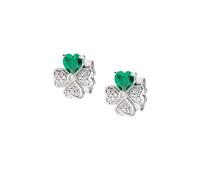 Boucles D'oreilles Femme AMEN Argent 925 Quadricœurs Vert Code EQUSBV