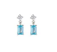 Boucles D'Oreilles Femme Amen Princesse Rectangulaire Aigue-Marine Argent 925